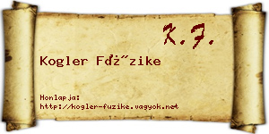 Kogler Füzike névjegykártya